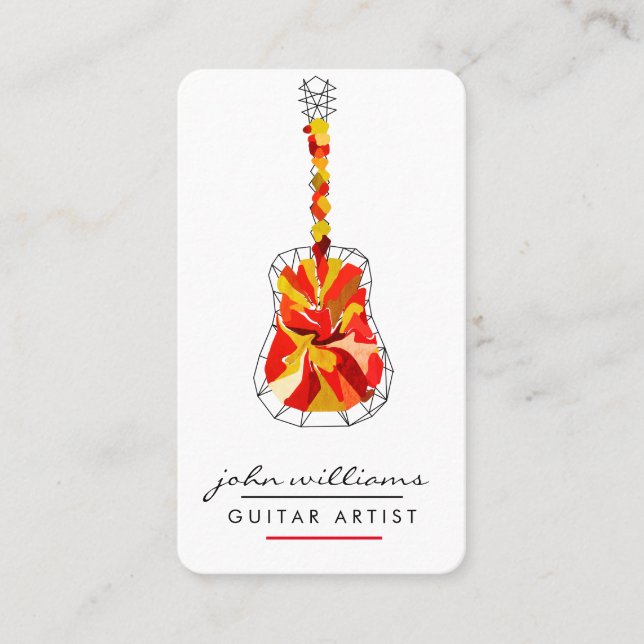 Carte De Visite Guitare Instrument Music Teacher DJ Event Manager (Devant)