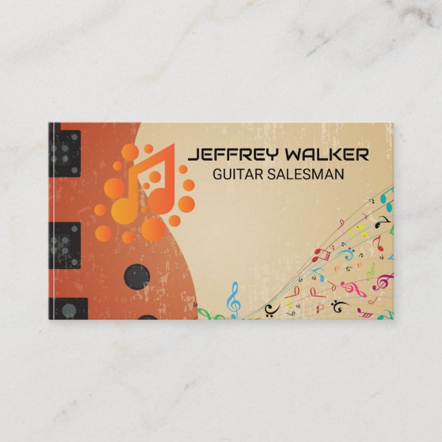 Carte De Visite Guitare Instrument | Notes de musique | Son (Devant)
