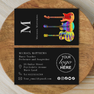 Carte De Visite Guitare Music Tutor Logo personnalisé et médias so