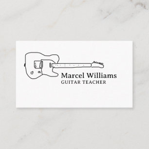 Carte De Visite Guitare musicienne minimaliste