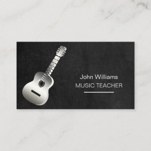 Carte De Visite Guitare Musique Enseignant DJ Joueur Musicien Blac