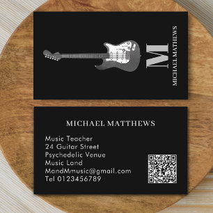 Carte De Visite Guitare Professional Musicien Personnalisé QR Code
