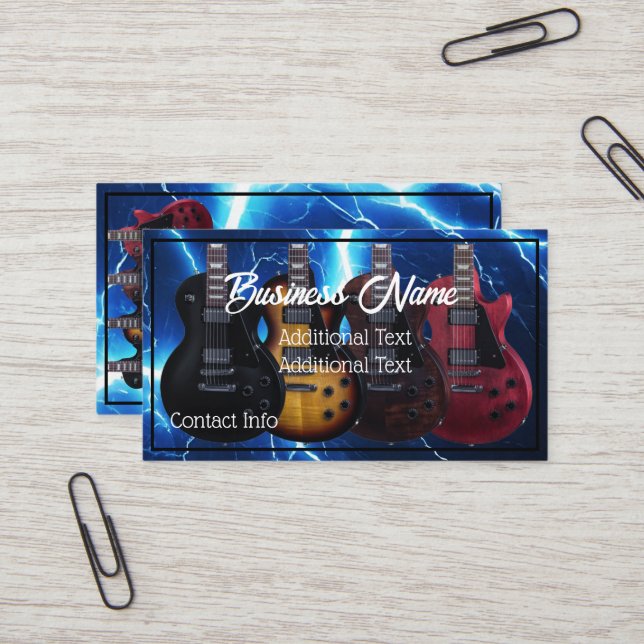 Carte De Visite Guitares électriques Blue Lightning (Devant/Arrière en situation)
