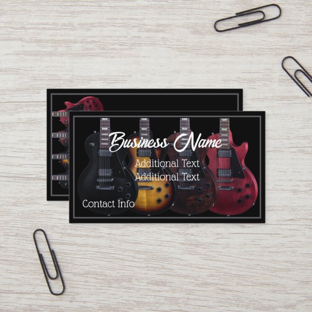 Carte De Visite Guitares électriques noires (Devant/Arrière en situation)