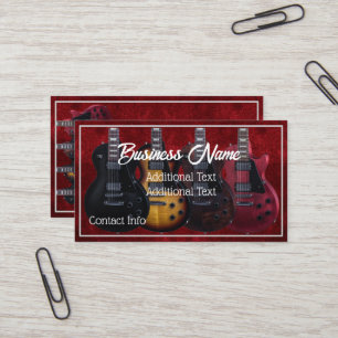 Carte De Visite Guitares Électriques Rouges