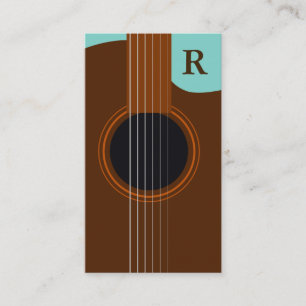Carte De Visite Guitariste de guitare acoustique Brown Monogramme