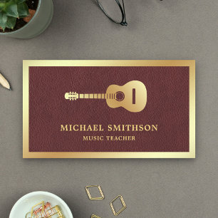 Carte De Visite Guitariste de la Guitare d'or de Faux Leather