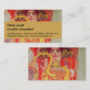 Carte De Visite Gustav Klimt Femme Rouge Peinture de Serpent en Or