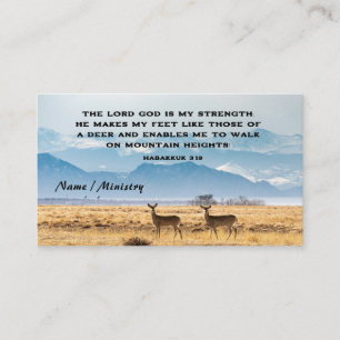 Carte De Visite Habakkuk 3:19 Bible Verse Cerfs et Montagnes