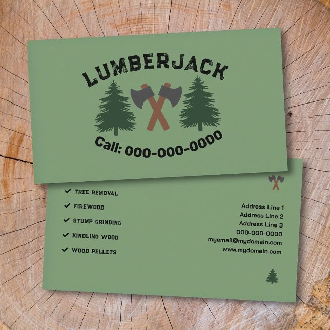Carte De Visite Haches et Sapins - Bûcheron (Axes and Fir Trees - Lumberjack Business Card)