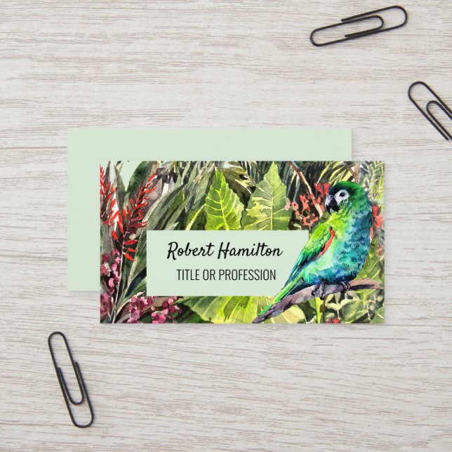 Carte De Visite Hahn´s Macaw perroquet aquarelle peinture (Devant/Arrière en situation)