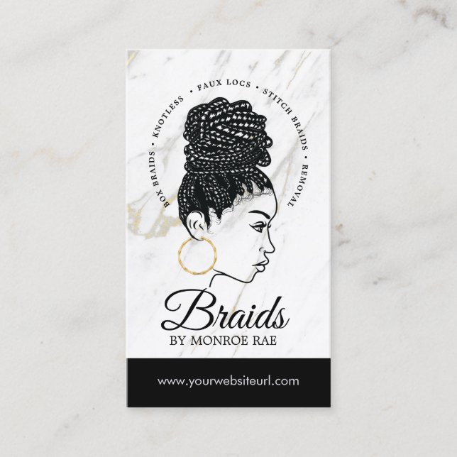 Carte De Visite Hair Braider Braiding Salon Braid Stylist  (Devant)
