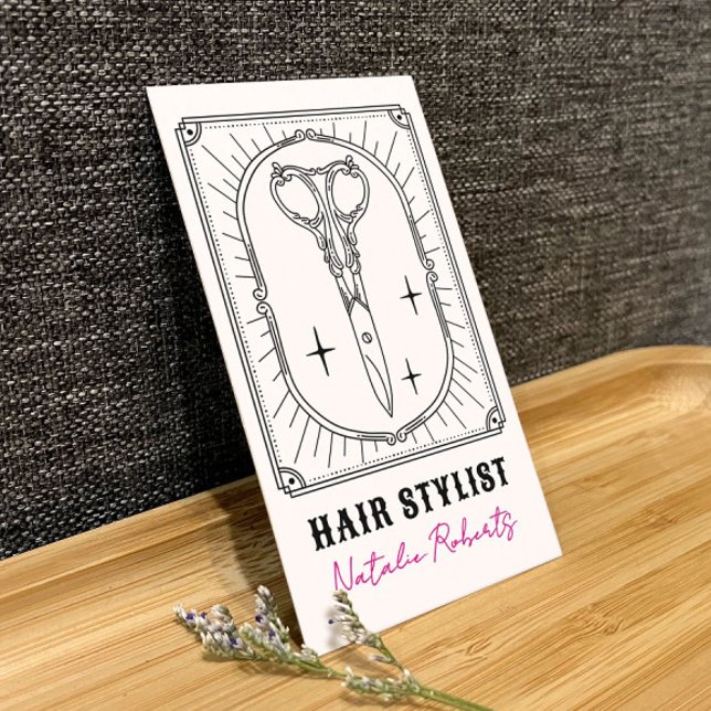 Carte De Visite Hair Stylist Cute Scissor Doodle Custom Photo (Créateur téléchargé)