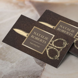 Carte De Visite Hair Stylist Gold Ciseau Vintage Damas