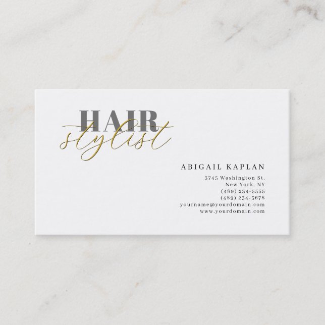 Carte De Visite Hair Stylist Modern Minimalist Plain Professional (Devant)