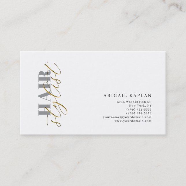 Carte De Visite Hair Stylist Modern Minimalist Plain Profile (Devant)