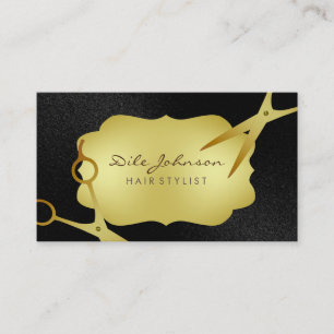 Carte De Visite Hair Styliste Gold Parties scintillant Salon Noir