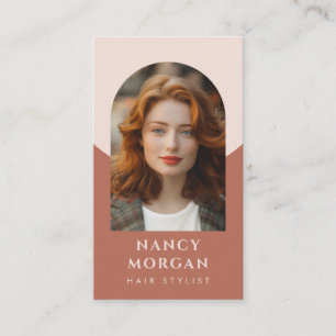Carte De Visite Hair styliste moderne arche photo QR code boho