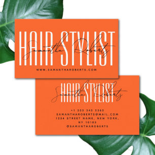 Carte De Visite Hair styliste typographie moderne script neon oran