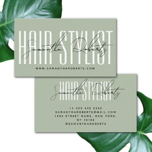 Carte De Visite Hair styliste typographie moderne script sauge ver