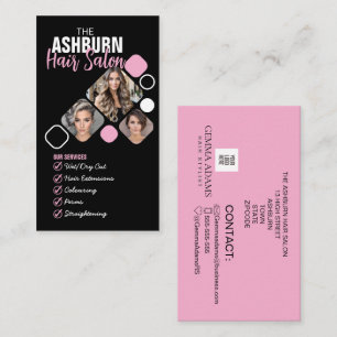 Carte De Visite Hair Stylliste photo Custom Design en rose noir