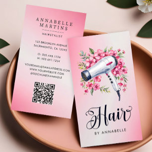 Carte De Visite Hairstyliste Moderne Aquarelle Florale Sèche-cheve