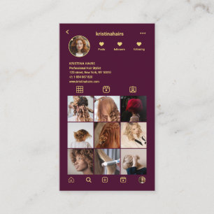 Carte De Visite Hairstyliste QR Code Grille Photo Instagram