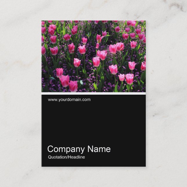 Carte De Visite Half&Half Photo 0384 - Lit de tulipes roses (Devant)