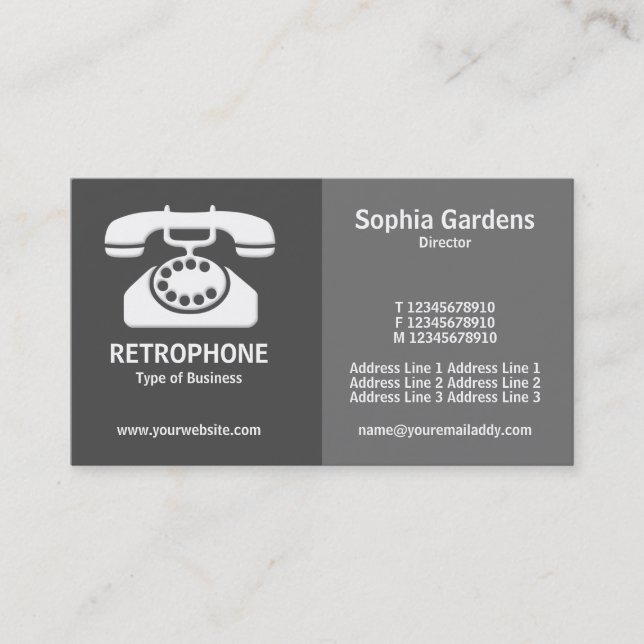 Carte De Visite Half & Half (Téléphone)- Nuances de Gris (Devant)
