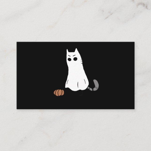 Carte De Visite Halloween Citrouille de chat fantôme (Devant)