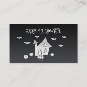 Carte De Visite Halloween la nuit avec Haunted House, chauves-sour