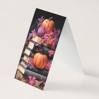 Carte De Visite Halloween Livres Citrouilles Signet plié