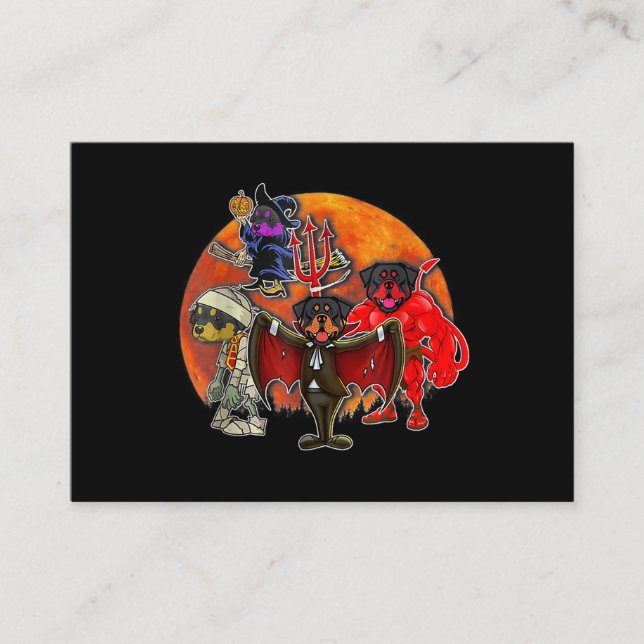 Carte De Visite Halloween Rottweiler costume maman mal sorcier pom (Devant)