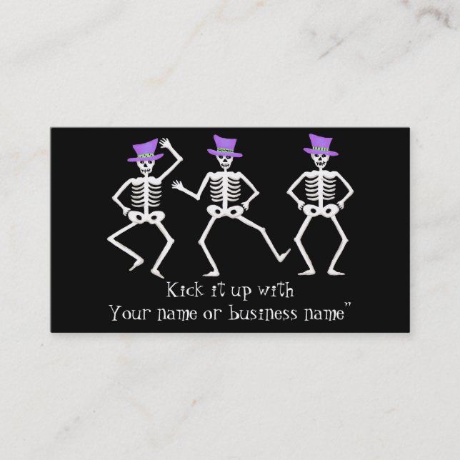 Carte De Visite Halloween Whimsy Dancing Skeletons Purple Top Chap (Devant)