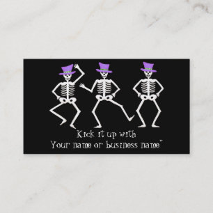 Carte De Visite Halloween Whimsy Dancing Skeletons Purple Top Hat