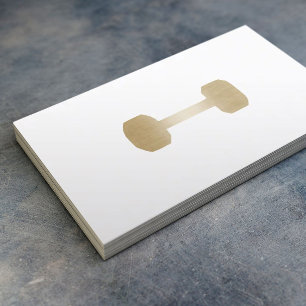 Carte De Visite Haltère minimale d'or d'entraîneur personnel de