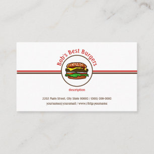 Carte De Visite Hamburger Diner Restauration rapide Logo d'affaire