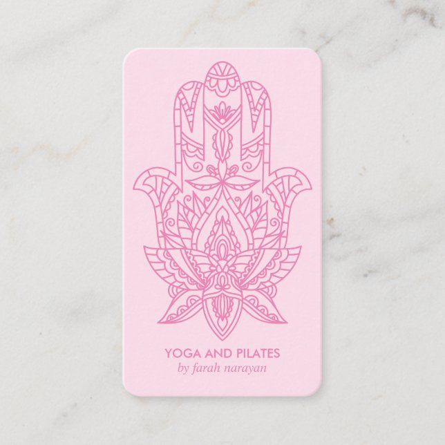 Carte De Visite Hamsa| Pink Wellness Massage spa yoga holistique (Devant)