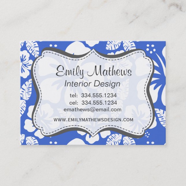 Carte De Visite Han Blue Hawaiian Tropical Hibiscus (Devant)