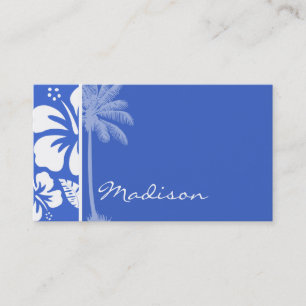 Carte De Visite Han Blue Hawaiian Tropical Hibiscus; Palm