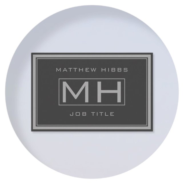 Carte De Visite Handsome Grey & Dark Grey Professional (info retou (Créateur téléchargé)