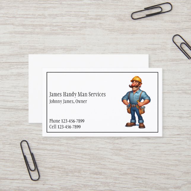 Carte De Visite Handy Man Tool Box Contractor Business Card (Devant/Arrière en situation)