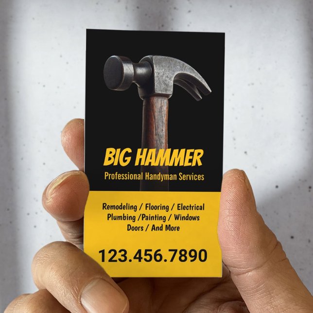 Carte De Visite Handyman Big Hammer Service de réparation (Créateur téléchargé)