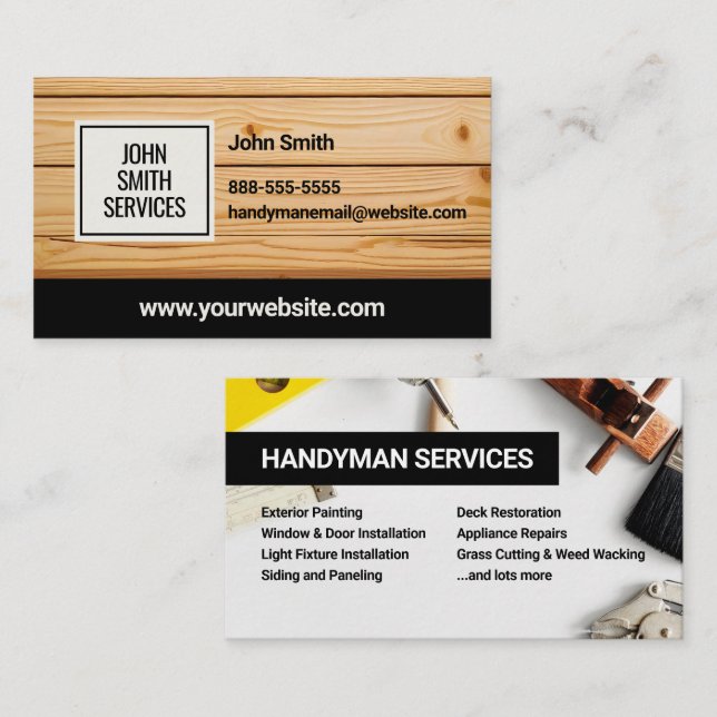 Carte De Visite Handyman Carpenter Home Rénovations Services (Devant / Derrière)