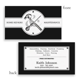 Carte De Visite Handyman Construction Black Professional Moderne