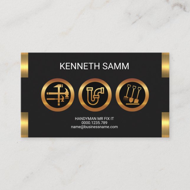 Carte De Visite Handyman Fabal Faux Gold Présentation (Devant)