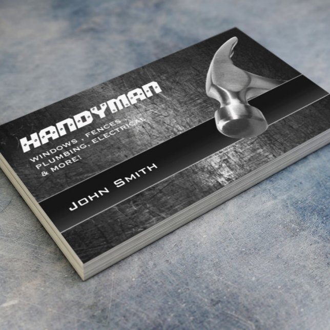 Carte De Visite Handyman Home Repair Professional Hammer Grunge (Créateur téléchargé)