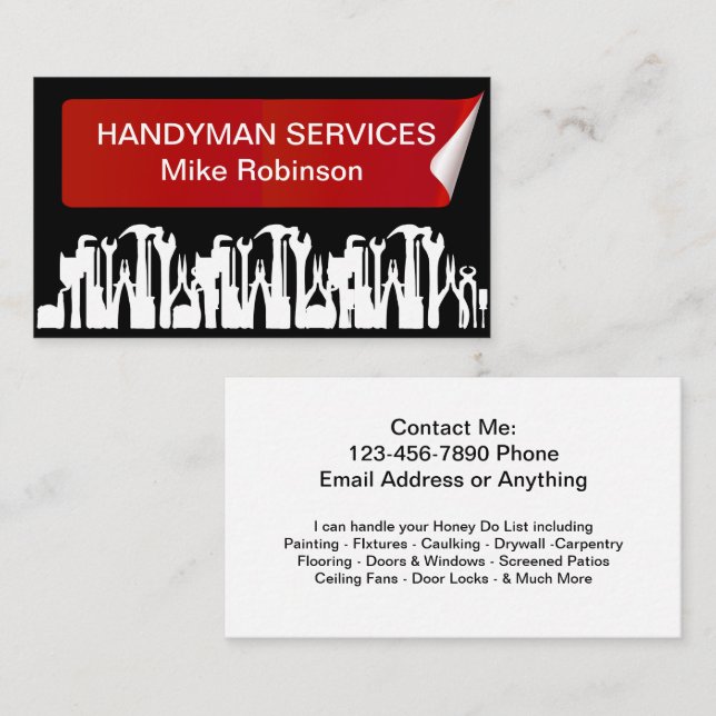 Carte De Visite Handyman Home Services (Devant / Derrière)
