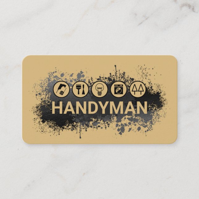 Carte De Visite Handyman In Paint Splatter (Devant)