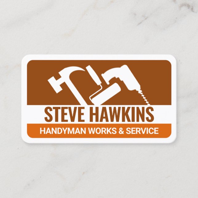 Carte De Visite Handyman Outils Calques Brown Suppression (Devant)